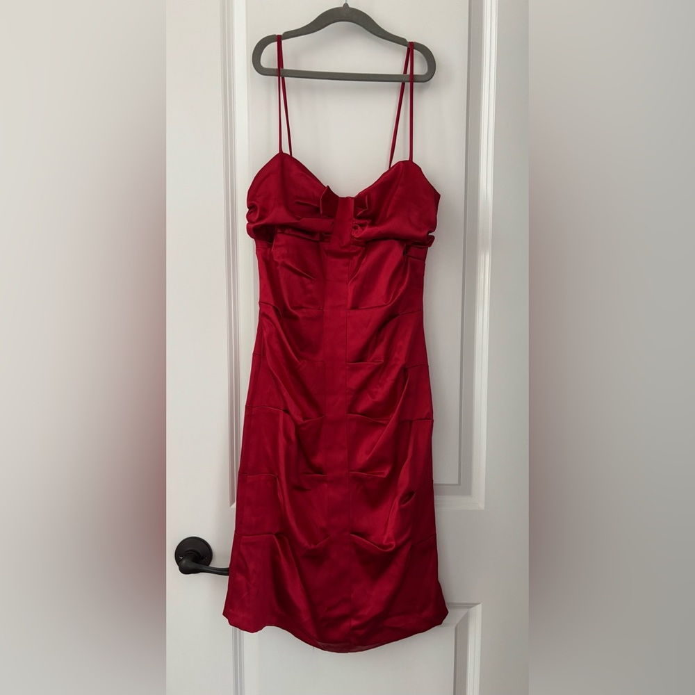 B Darlin Red Ruched Strapless Bodycon Dress